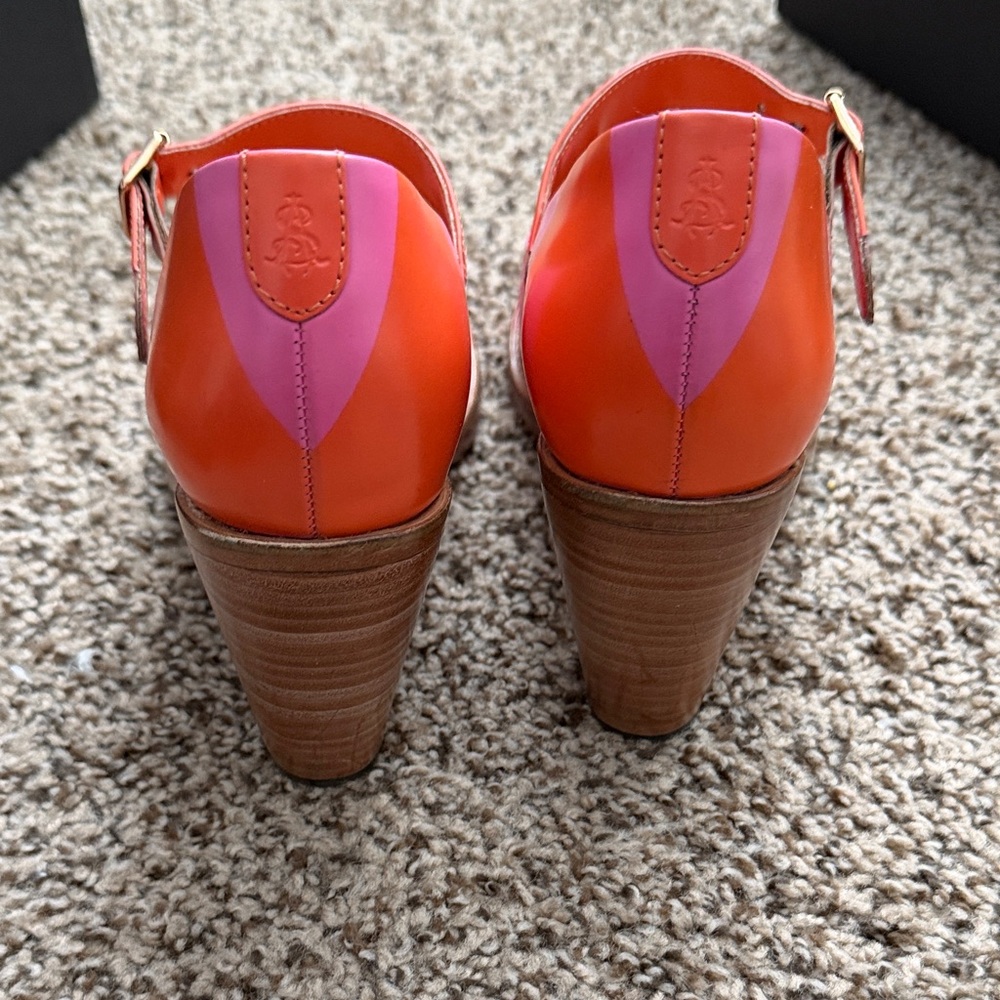 Colorblock Pink & Orange Mary Jane Mules - Picture 3 of 7